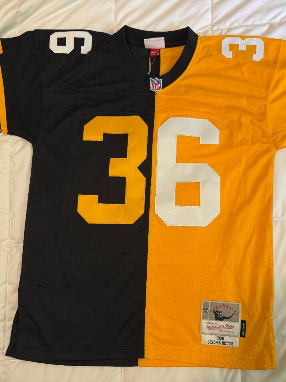 Mens Mitchell & Ness Split Legacy NFL Steelers Jerome Bettis 36 Jersey Size M 40